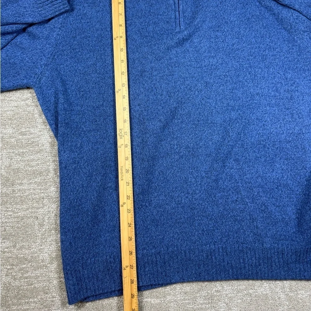 Enzo Mantovani Blue Wool 1/4 Zip Mouline Long Sleeve Knit Sweater Size XXL